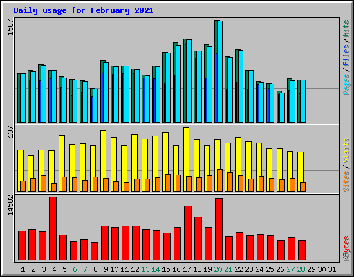 Daily usage for February 2021