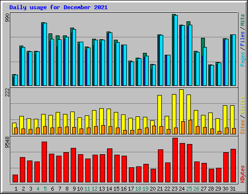 Daily usage for December 2021