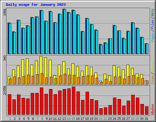 Daily usage for January 2023
