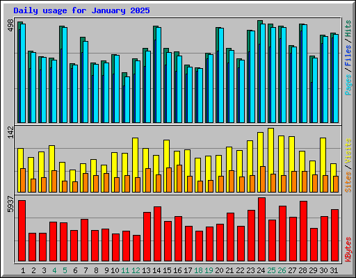 Daily usage for January 2025