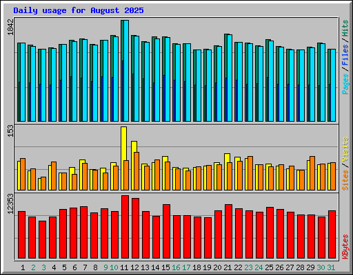 Daily usage for August 2025