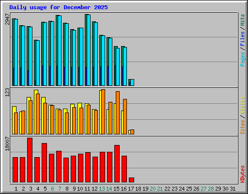 Daily usage for December 2025