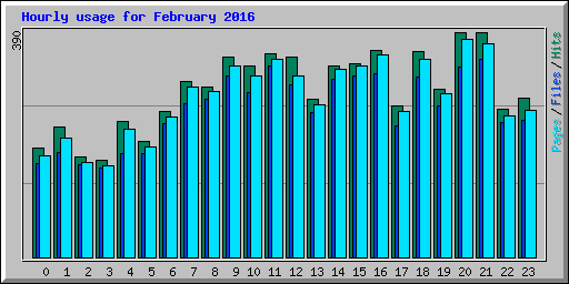 Hourly usage for February 2016