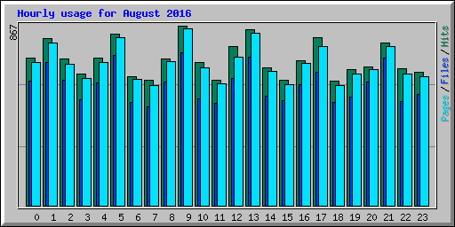 Hourly usage for August 2016